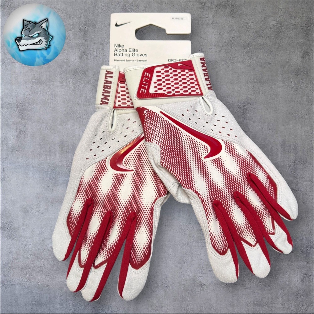 Nike Alpha Elite Batting Gloves Alabama Crimson Tide PE Team Issued Men's XL
